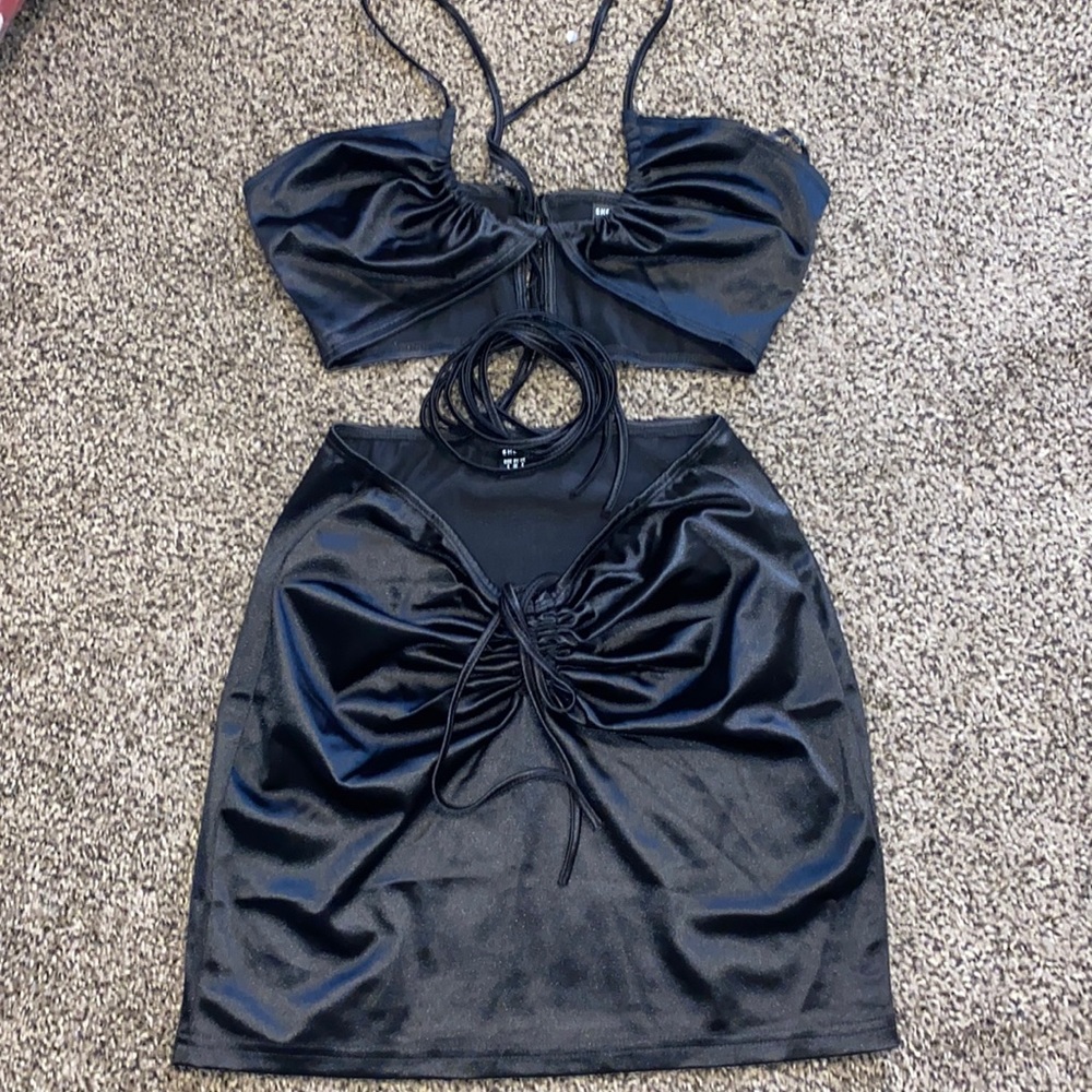 Black silk shein two piece set size S